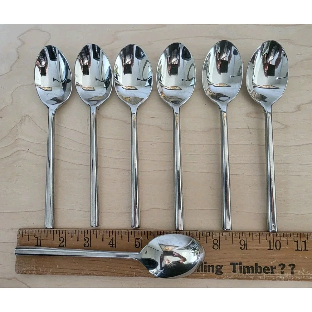 LOT OF 7 Retroneu CYLINDER Place Oval Soup Spoons 7.5